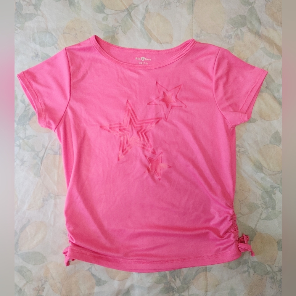 BELLA & BIRDIE Hot Pink Star Graphic Top 100% Polyester Size Girls Sma